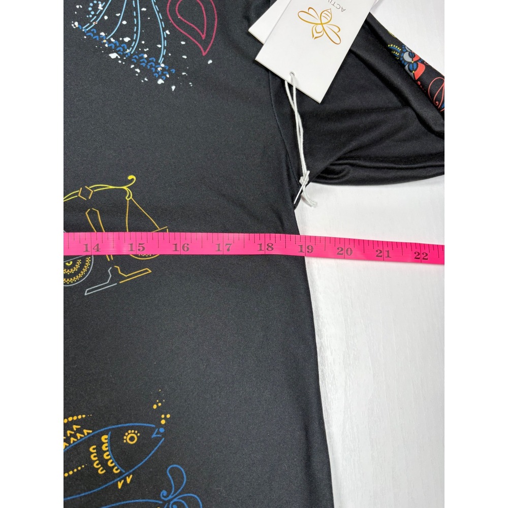 Johnny Was Active Celestin Step Hem Tee Black Zodiac Celestial Long Sleeve S NEW - Picture 11 of 14